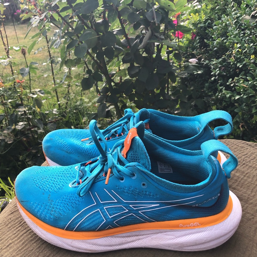Asics Gel-Nimbus 25 Island Men’s Blue Athletic Sun Peach  Sneakers Size 11